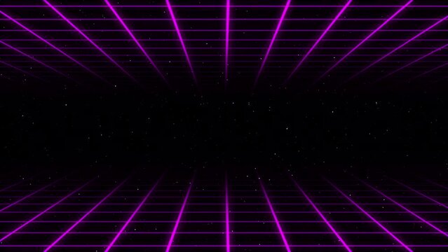 Retro Futurism Sci-Fi Background. glowing neon grid.and stars from vintage arcade computer games