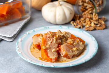 Turkish style walnut pumpkin dessert