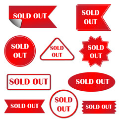 set of flat design sold out tags collections