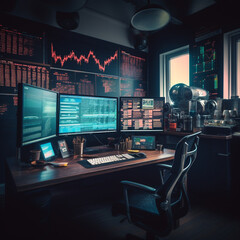 Stock market trading office charts