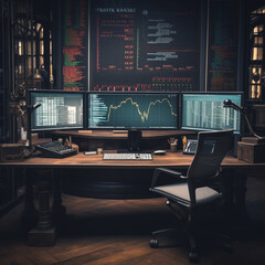 Stock market trading office charts