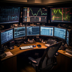 Stock market trading office charts