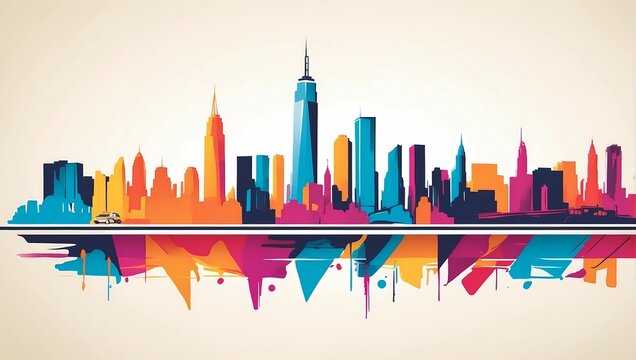city skyline panorama . minimalist illustration art
