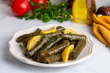 Traditional delicious Turkish foods; stuffed leaves (yaprak sarmasi)