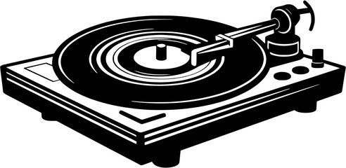 Music Festival DJ Turntable Vintage Outline Icon In Hand-drawn Style