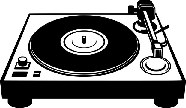 Music Festival DJ Turntable Vintage Outline Icon In Hand-drawn Style