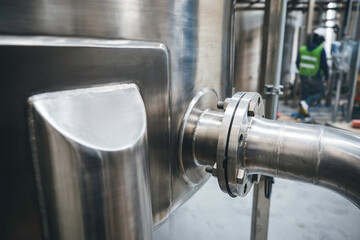 Pipes stainless steel brewing equipment, large reservoirs or tanks in modern chemical