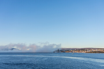 Frost over Laksefjorden at Senja in Troms, Norway