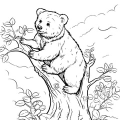 Bear in the forest coloring page - coloring book for kids