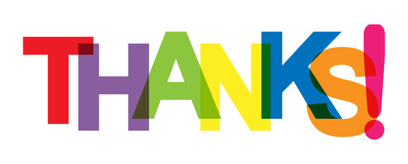 Colorful banner that says THANKS! Lettering for decoration and design
