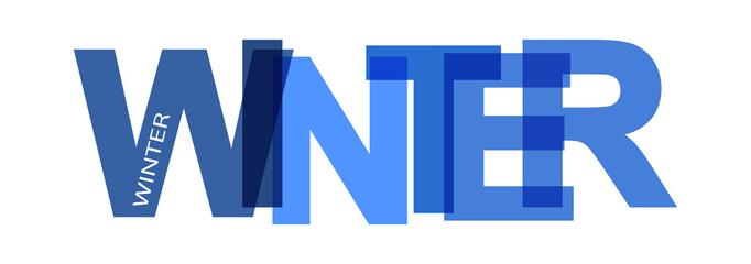 Banner with the inscription WINTER. Blue. Lettering for decoration and design