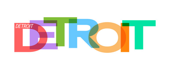 DETROIT. Lettering on a white background. Vector design template for poster, map, banner