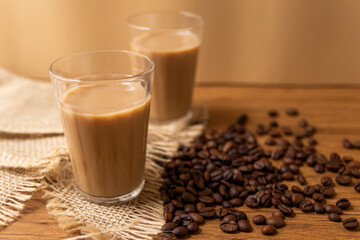 Cup of coffee with milk in American glass, Traditional Breakfast in brazil.