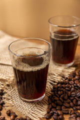 Cup of coffee in American glass, Typical Breakfast in brazil.