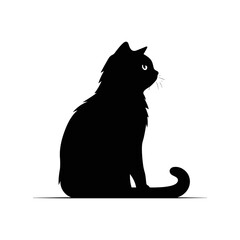 A silhouette cat black and white vector art clip