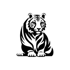 A-silhouette-tiger-black-and-white-logo-symbol