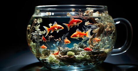 goldfish in a minimalist glass world