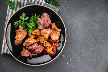 chicken liver offal eating cooking appetizer meal food snack on the table copy space food background rustic top view