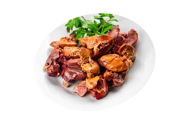 chicken liver offal eating cooking appetizer meal food snack on the table copy space food background rustic top view