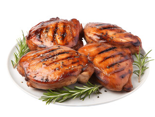Juicy Grilled Chicken Thighs, isolated on a transparent or white background