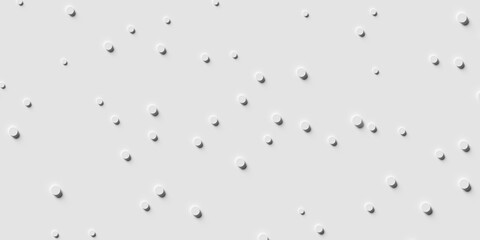 Sparsely scattered tiny white circle or cylinder dots background wallpaper banner pattern flat lay top view from above