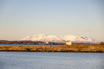 Fototapeta premium Winter colors of the islands Presøya and Vega, Helgeland, Norway