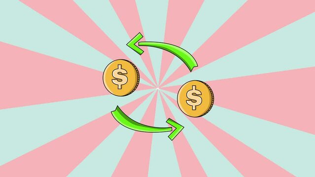 Animation of a rotating dollar icon with a rotating background