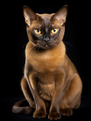 Burmese Cat, Studio Shot Isolated on Clear Background, Generative AI