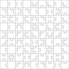 Jigsaw puzzle background with blank pieces isolated on white