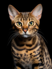 Ocicat Cat, Studio Shot Isolated on Clear Background, Generative AI