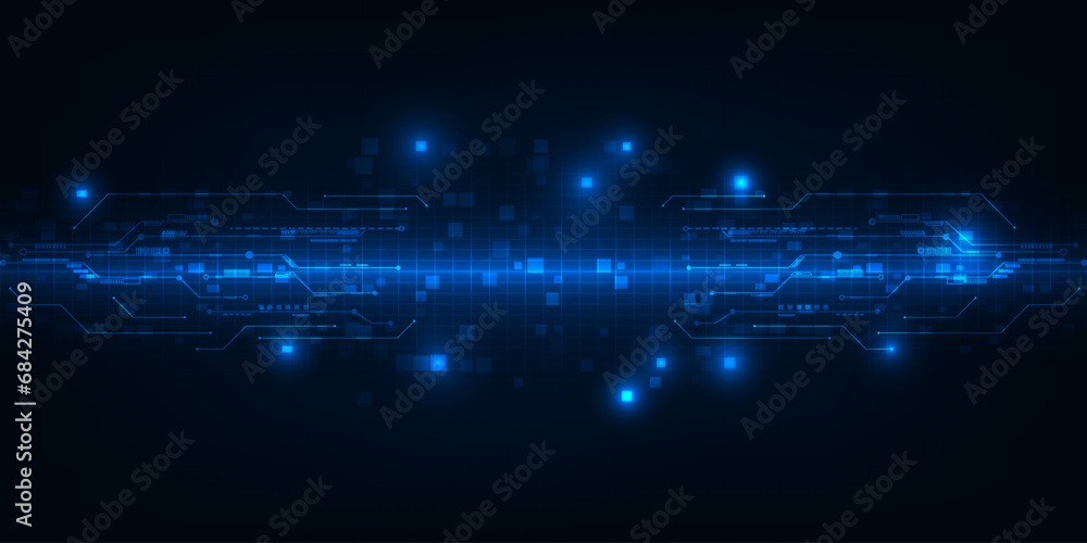 Poster vector illustration of futuristic digital technology background.horizontal digital space with glowin