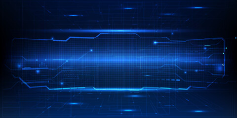 Futuristic hi tech panel horizontal space for product showcase or layout with hi tech curve panel and digital circuit network.Vector illustrations.Futuristic digital tech design concepts. - obrazy, fototapety, plakaty