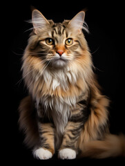 Obraz premium Ragmuffin Cat, Studio Shot Isolated on Clear Background, Generative AI