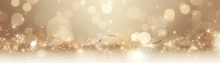 Abstract Christmas background with empty space. Glitter, bokeh lights. Copy space for your text. Merry Xmas, Happy New Year. Festive backdrop.