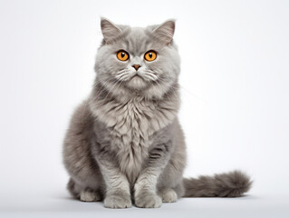 Selkirk Cat, Studio Shot Isolated on Clear Background, Generative AI