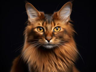 Somali Cat, Studio Shot Isolated on Clear Background, Generative AI