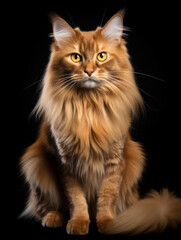 Somali Cat, Studio Shot Isolated on Clear Background, Generative AI