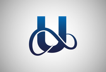 English alphabet U with infinity sign. Infinity, eternity, infinite, endless, loop symbols.