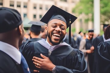 Fototapeta premium Portrait of student black man graduation celebration