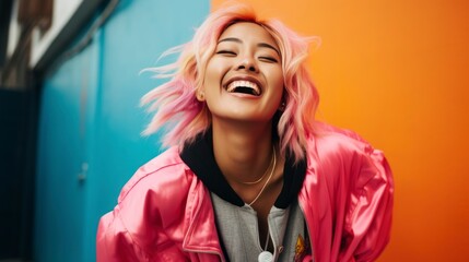Joyful Asian Blonde
