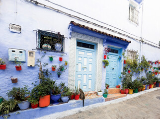 Fototapeta premium Blue-white houses, doors and streets of Chefchaouen