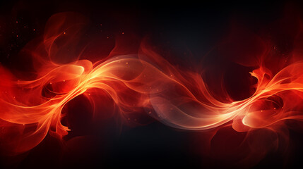 A red and orange abstract fire background with sparkles, flames and waves over a black background with a gradient of fiery colors. Fluid and dynamic pattern for energy, passion and power