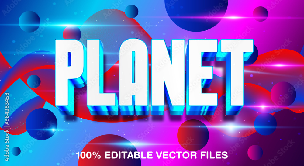 Poster planet 3d editable text effect with galaxy background