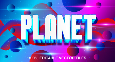 Planet 3d editable text effect with galaxy background