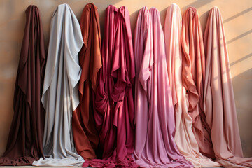 Lots of fabric in different colors. Textile. Textile