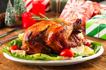 Eating grilled chicken for Christmas