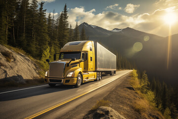 Obraz premium Yellow truck on the road