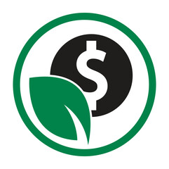 Coin and leaf logo combination. Money and eco symbol or icon.