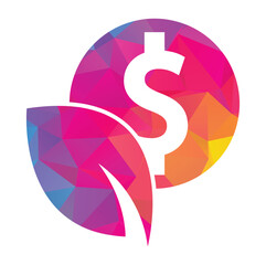 Coin and leaf logo combination. Money and eco symbol or icon.