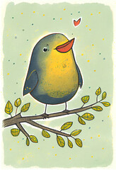 Happy bird watercolor background. AI generated